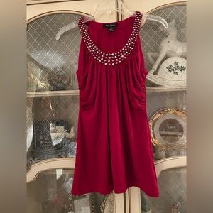 WHBM Red Sleeveless Top  with Studded Neckline. SZ XXS. B:139 7/16/26
